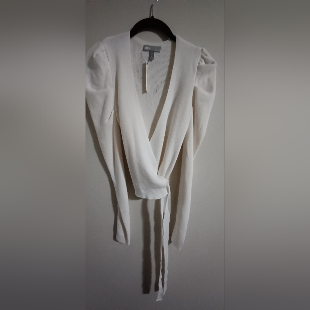 ASOS Cream V-Neck Wrap Sweater